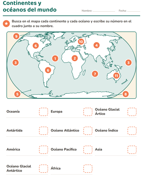 Continentes y océanos del mundo: once nombres para buscar en el mapa