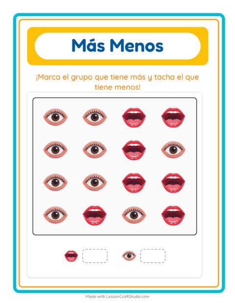 Vista previa de la hoja de Más O Menos con Vida marina para preescolar