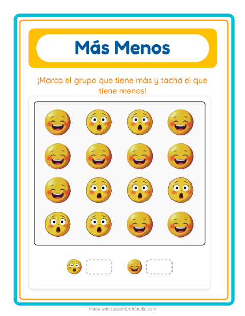Vista previa de la hoja de Más O Menos con Vida marina para preescolar