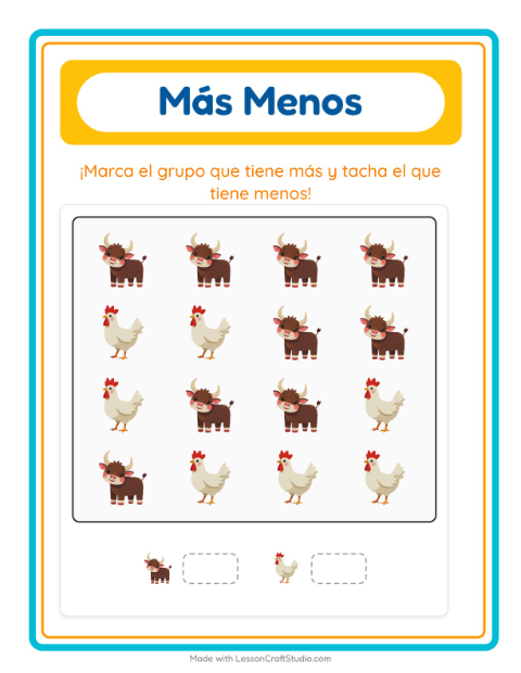 Vista previa de la hoja de Más O Menos con Vida marina para preescolar
