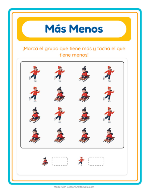 Vista previa de la hoja de Más O Menos con Vida marina para preescolar