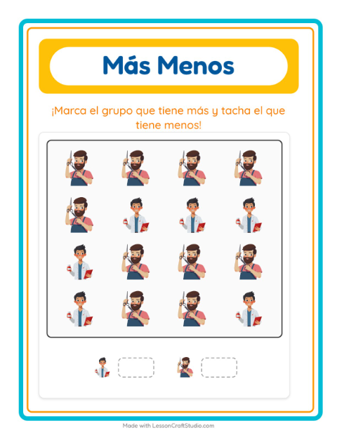 Vista previa de la hoja de Más O Menos con Vida marina para preescolar