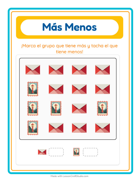 Vista previa de la hoja de Más O Menos con Vida marina para preescolar