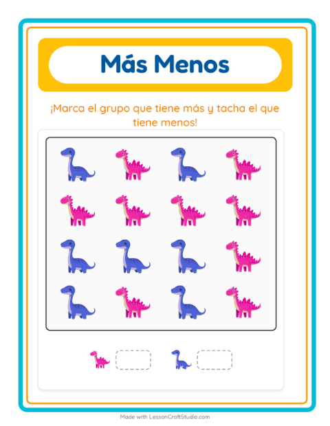 Vista previa de la hoja de Más O Menos con Vida marina para preescolar