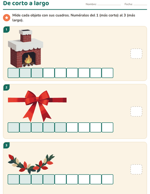 Vista previa de la hoja de Medición con Navidad para grado 1