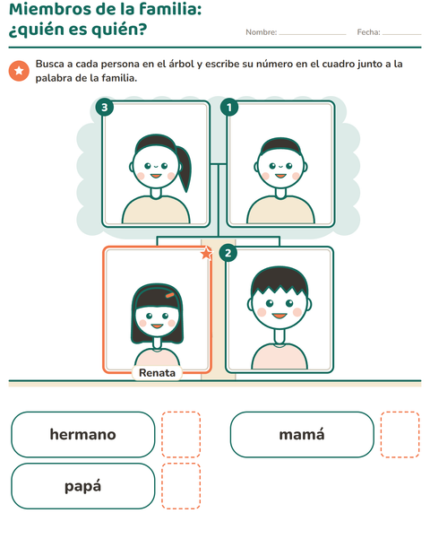 Vista previa de la hoja de Miembros de la familia para jardín infantil