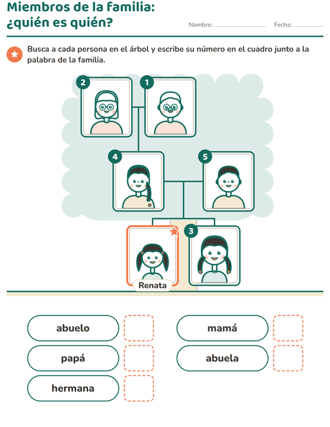 Vista previa de la hoja de Miembros de la familia para jardín infantil