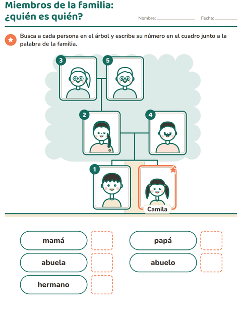 Vista previa de la hoja de Miembros de la familia para jardín infantil