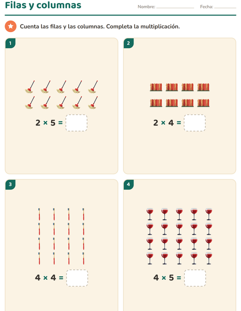 Vista previa de la hoja de Multiplicación con Alrededor de la casa para grado 2