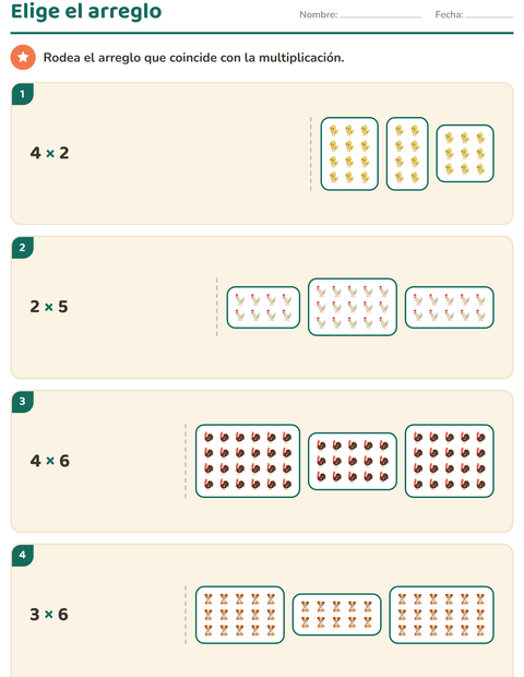 Vista previa de la hoja de Multiplicación con Animales de granja para grado 2