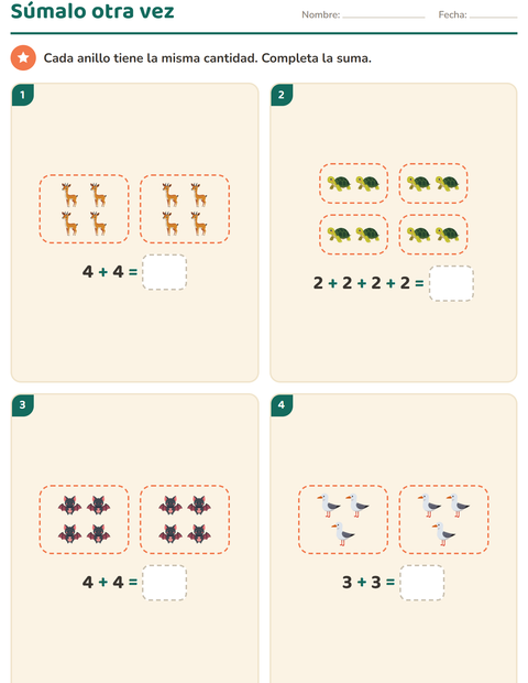 Arreglos y suma repetida para Segundo grado: iniciar la multiplicación — 2