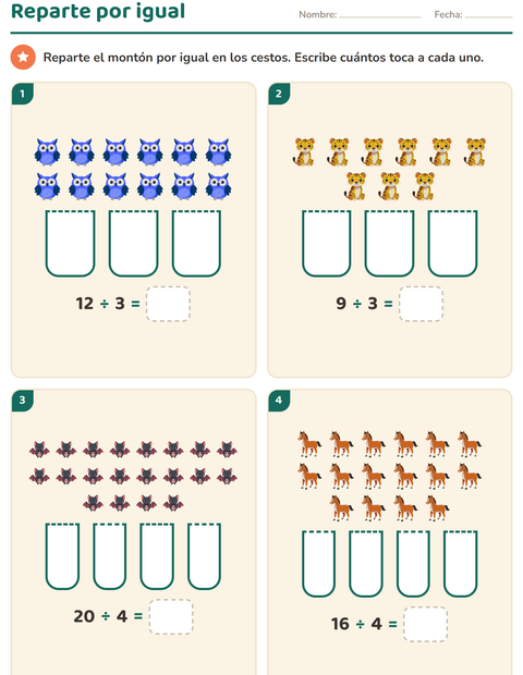 Vista previa de la hoja de Multiplicación con Animales para grado 2