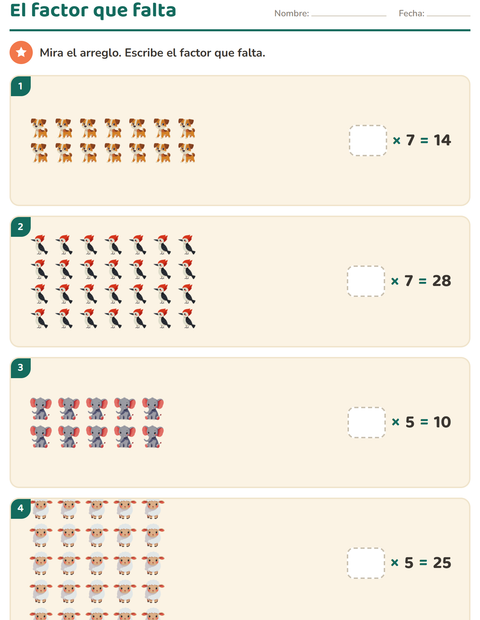 Tablas de multiplicar con arreglos para Tercer grado — 3