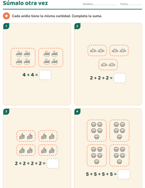 Vista previa de la hoja de Multiplicación con Comida BN 2 para grado 2