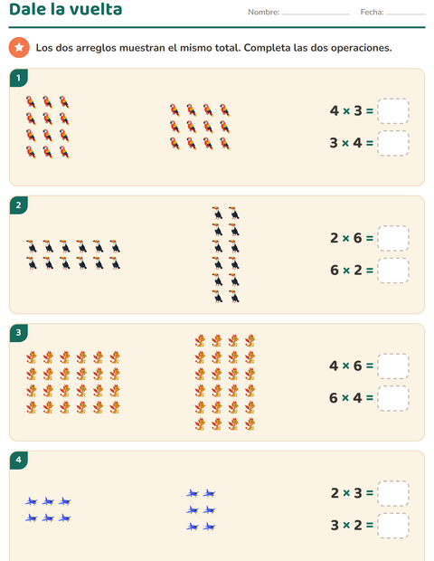 Vista previa de la hoja de Multiplicación con Cosas que vuelan para grado 3