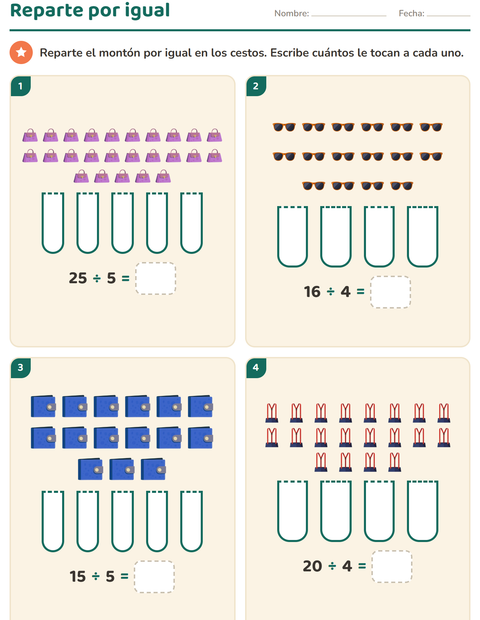 Vista previa de la hoja de Multiplicación con Accesorios para grado 2