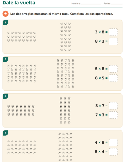 Vista previa de la hoja de Multiplicación con Caras BN para grado 3