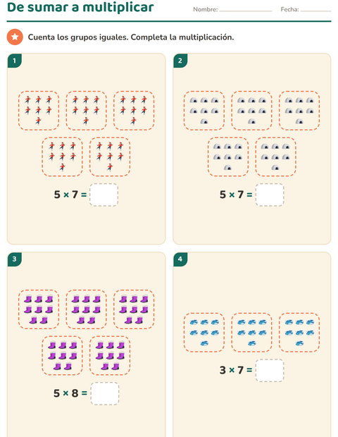 Vista previa de la hoja de Multiplicación con Invierno para grado 2