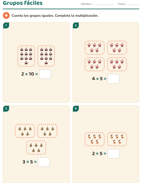 Vista previa de la hoja de Multiplicación con Navidad para grado 2