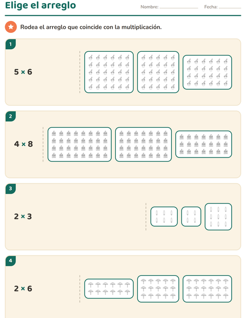 Vista previa de la hoja de Multiplicación con Playa BN para grado 2