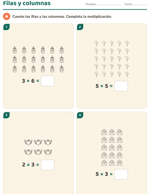 Vista previa de la hoja de Multiplicación con San Valentín BN para grado 2
