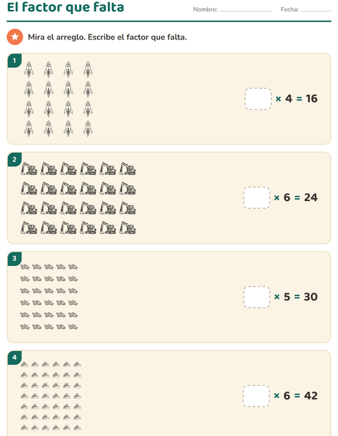 Vista previa de la hoja de Multiplicación con Vehículos BN 2 para grado 3