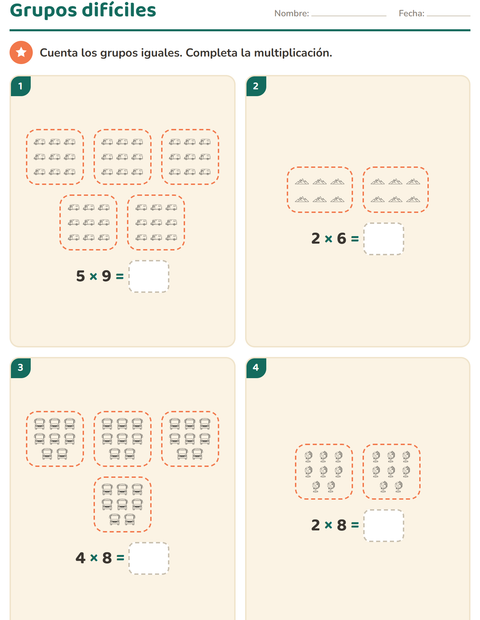 Vista previa de la hoja de Multiplicación con Viajes y Vacaciones BN para grado 3