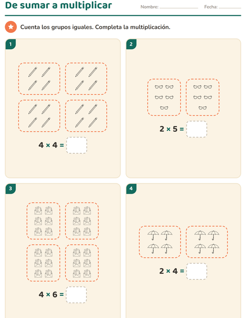 Vista previa de la hoja de Multiplicación con Educación BN para grado 2