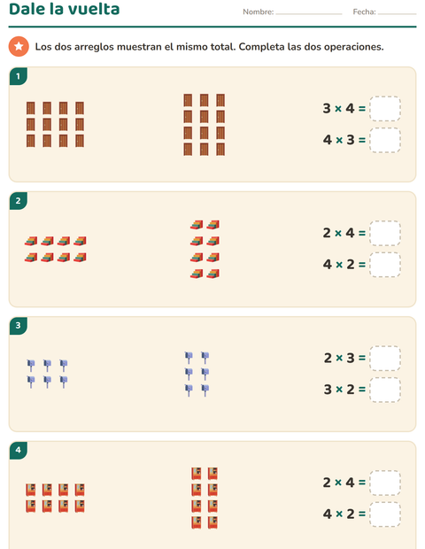 Vista previa de la hoja de Multiplicación con Alrededor de la casa para grado 3