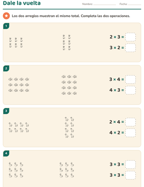 Vista previa de la hoja de Multiplicación con Animales de granja BN para grado 3
