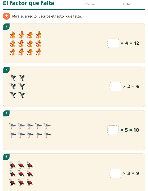 Vista previa de la hoja de Multiplicación con Cosas que vuelan para grado 3