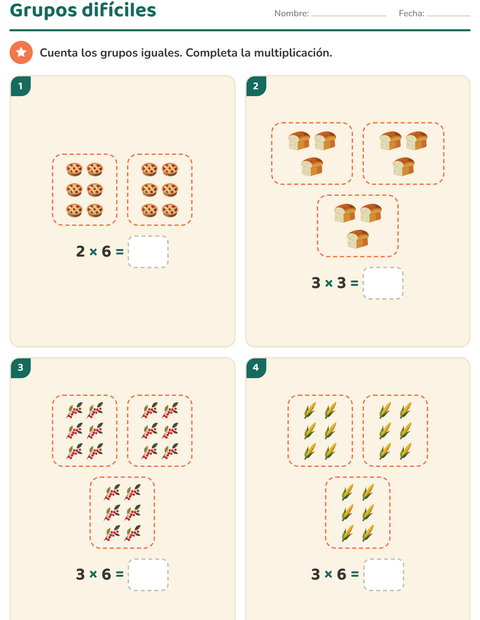 Vista previa de la hoja de Multiplicación con Día de Acción de Gracias para grado 3