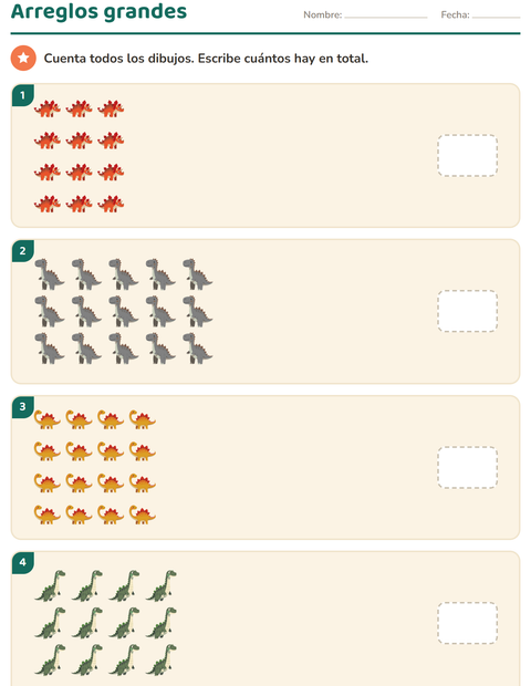 Vista previa de la hoja de Multiplicación con Dinosaurios para grado 3