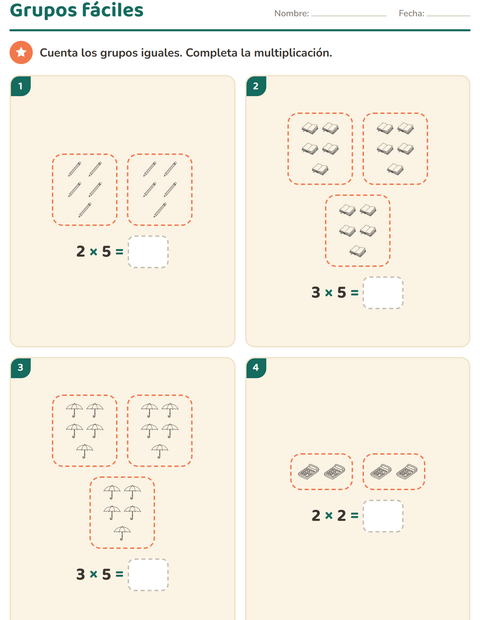 Vista previa de la hoja de Multiplicación con Educación BN para grado 2