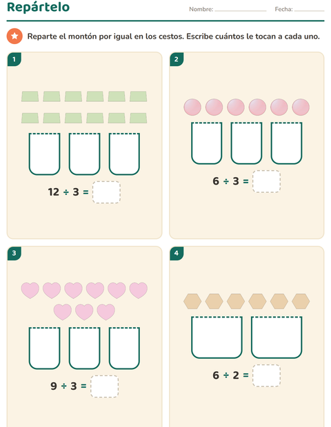 Vista previa de la hoja de Multiplicación con Formas para grado 3