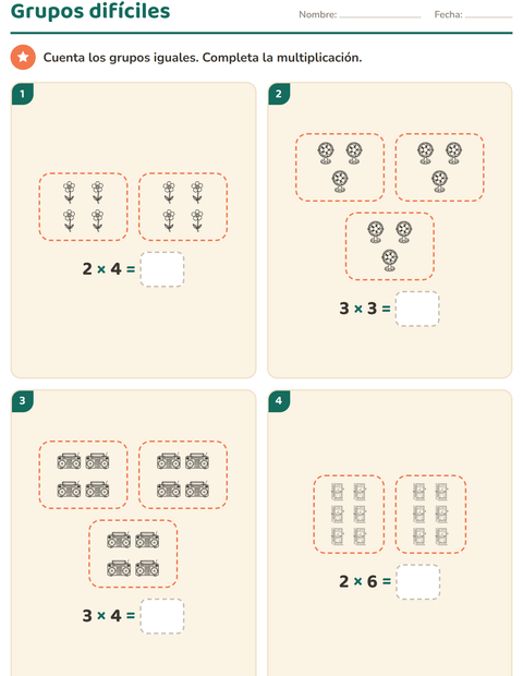 Vista previa de la hoja de Multiplicación con Hogar y Naturaleza BN para grado 3