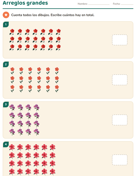 Vista previa de la hoja de Multiplicación con Flores para grado 3