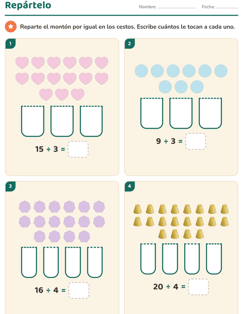 Vista previa de la hoja de Multiplicación con Formas para grado 3