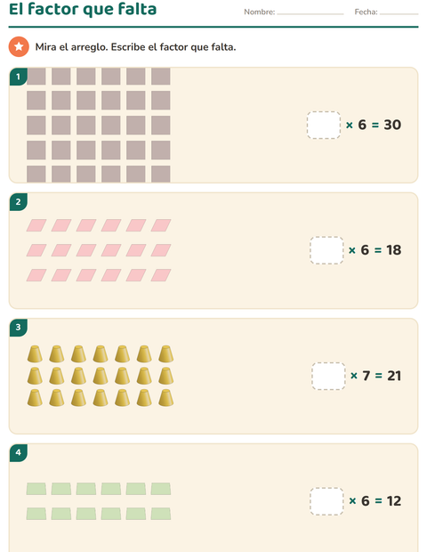 Vista previa de la hoja de Multiplicación con Formas para grado 3