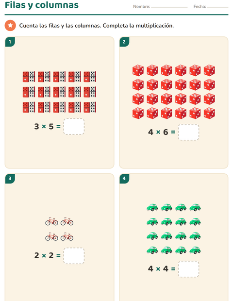 Vista previa de la hoja de Multiplicación con Juguetes para grado 2