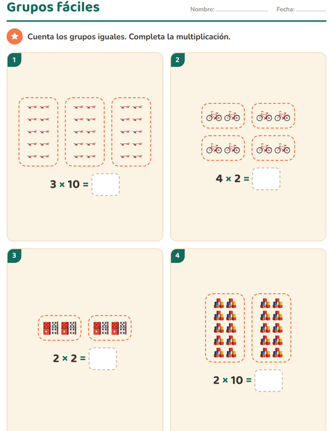 Vista previa de la hoja de Multiplicación con Juguetes para grado 2