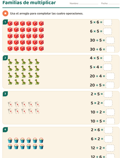 Vista previa de la hoja de Multiplicación con Juguetes para grado 3