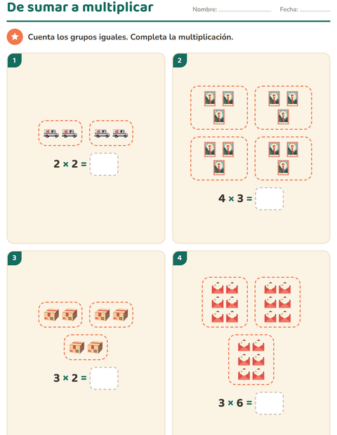 Vista previa de la hoja de Multiplicación con Oficina de correos para grado 2