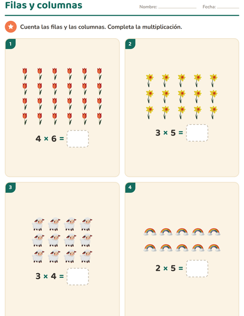 Vista previa de la hoja de Multiplicación con Pascua para grado 2
