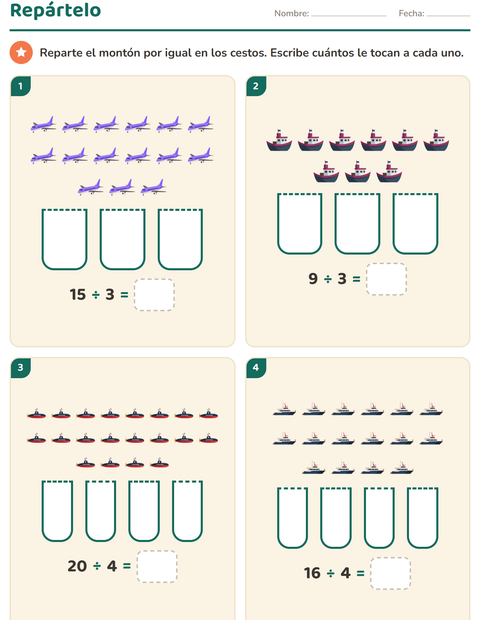 Vista previa de la hoja de Multiplicación con Vehículos para grado 3