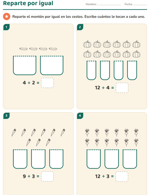 Vista previa de la hoja de Multiplicación con Verduras BN para grado 2