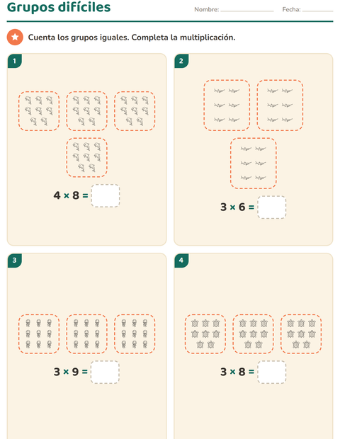 Vista previa de la hoja de Multiplicación con Vida marina BN para grado 3
