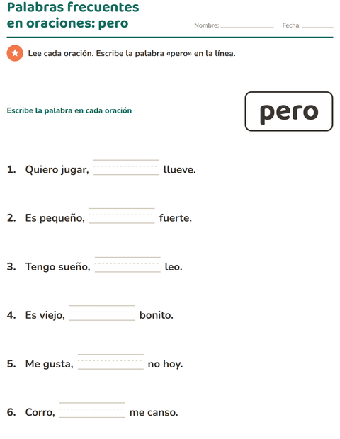 Vista previa de la hoja de Palabras de uso frecuente para jardín infantil
