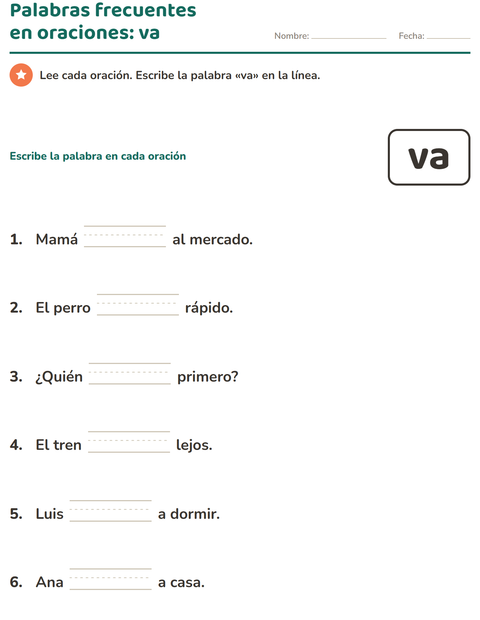 Vista previa de la hoja de Palabras de uso frecuente para jardín infantil
