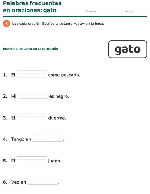 Vista previa de la hoja de Palabras de uso frecuente para jardín infantil